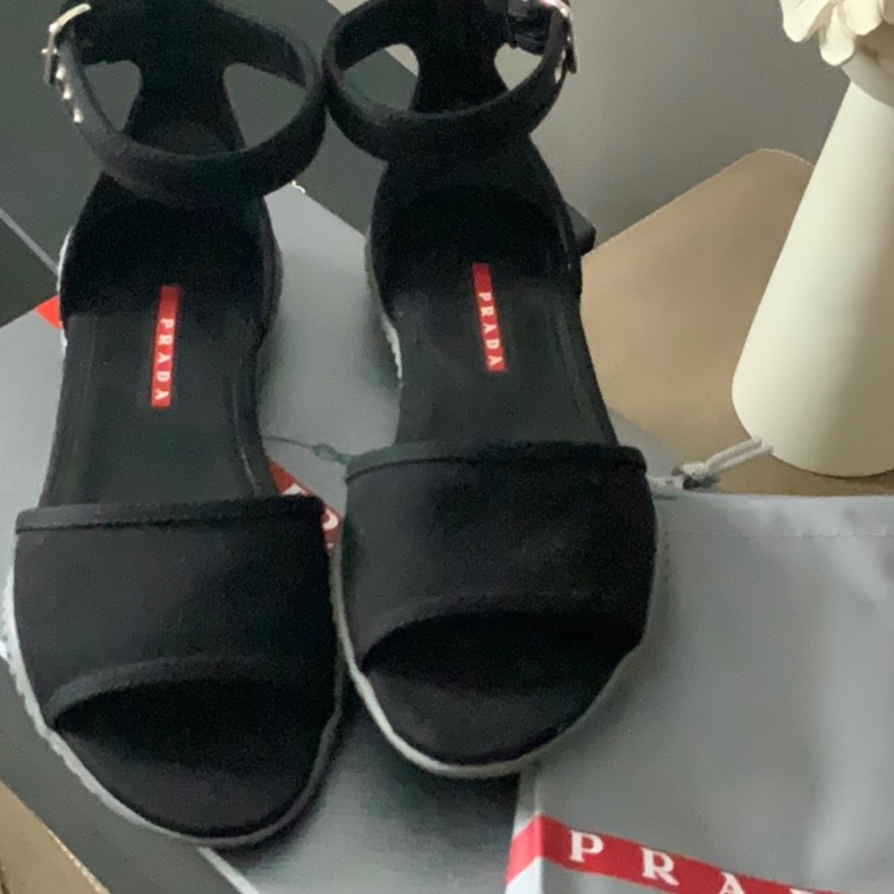 Prada black canvas sandals